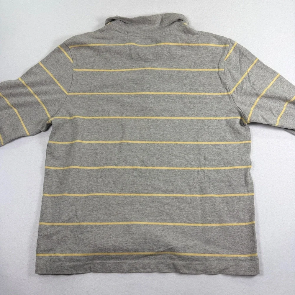 Banana Republic Jersey Knit Henley Polo Shirt Mens XL Grey Yellow Striped 2009